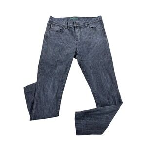 Lauren Ralph Lauren LRL Pinstripe Jeans Gray Straight Leg Stretch Denim Size 8